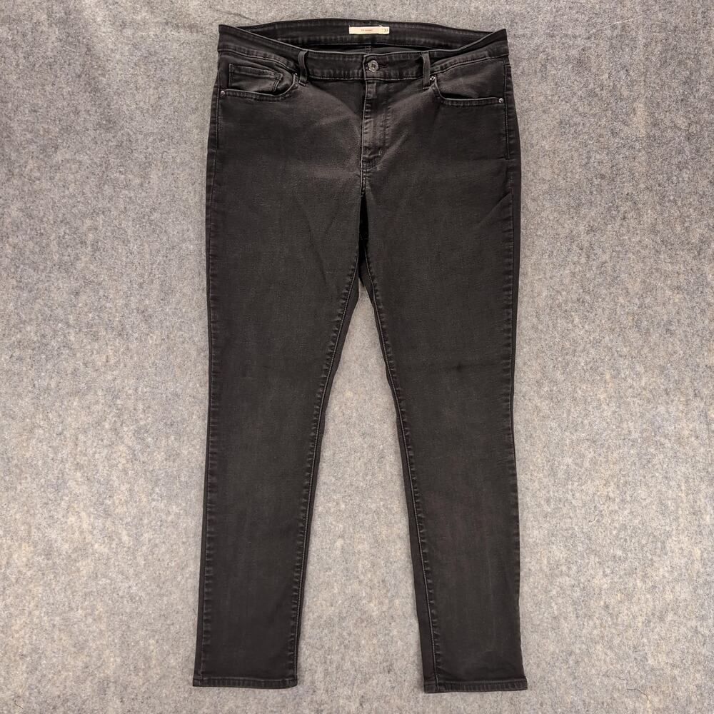 Levis 711 Jeans Womens 33 Black Mid Rise Stretch Skinny Medium Wash Cotton